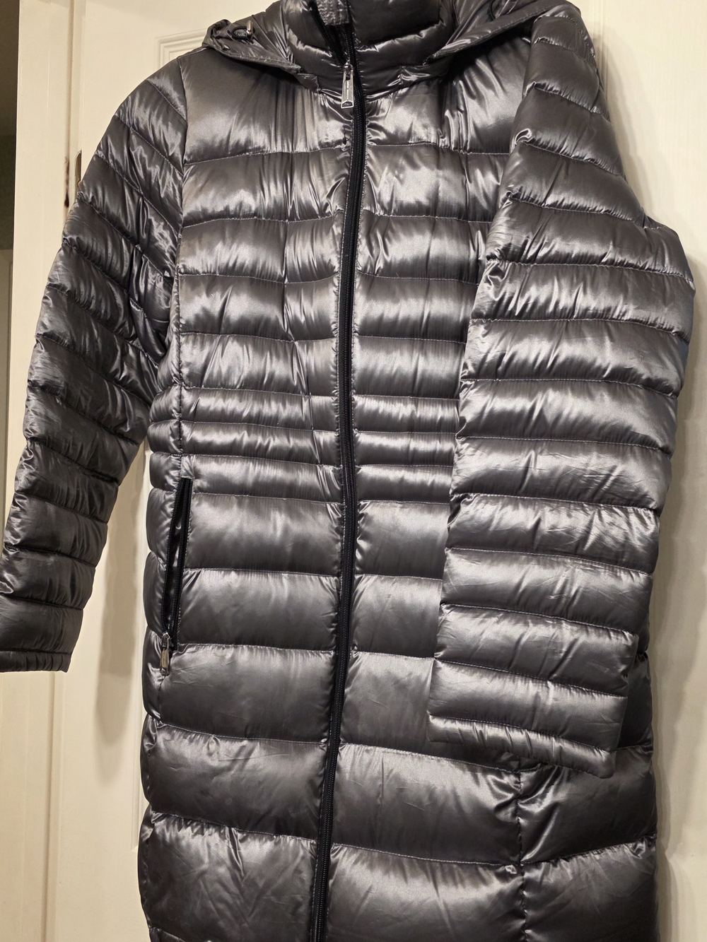 WOMENS Andrew MARC Quilted Hooded Puffer Coat - Charcoal